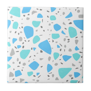 Modern Blue Turquoise White Terrazzo Ceramic Tile