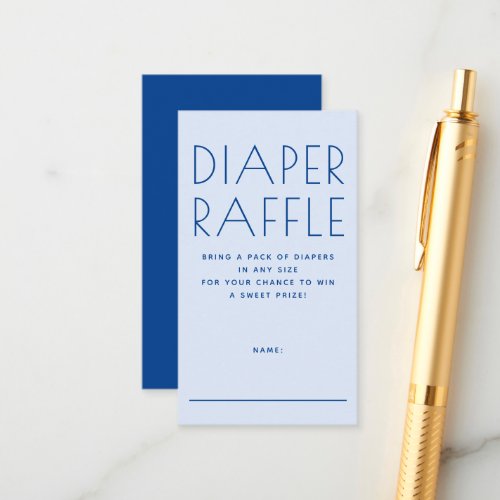 Modern Blue Type Diaper Raffle Baby Shower Enclosure Card