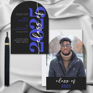 Modern Blue Typography Arch Grad Announcement