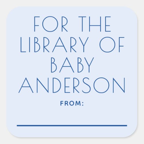 Modern Blue Typography Books For Baby Baby Shower  Square Sticker