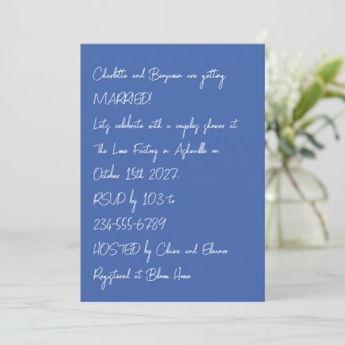 Modern Blue Unique Lettering Trendy Couples Shower Invitation