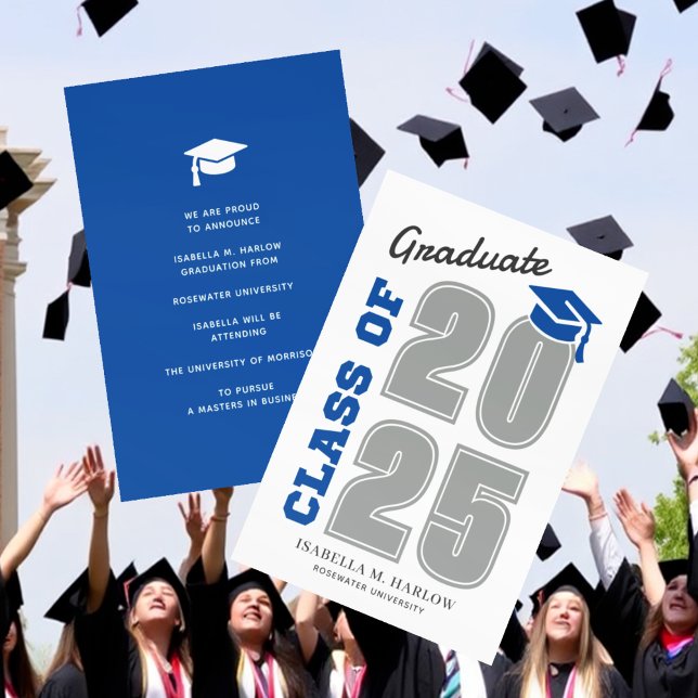 Modern Blue University College Graduation Announcement (Creator Uploaded)