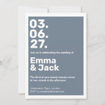 Modern Blue Vertical Date Wedding Invitation