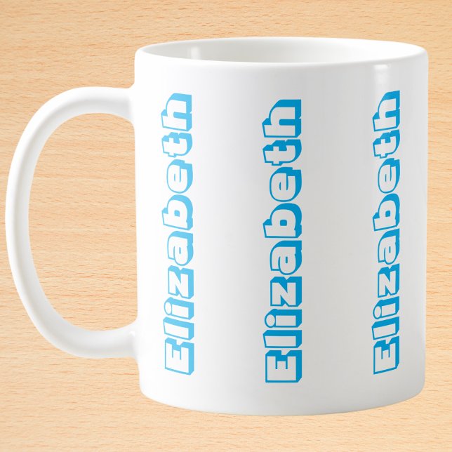 Modern Blue Vertical Name Personalized Coffee Mug (Creator Uploaded)