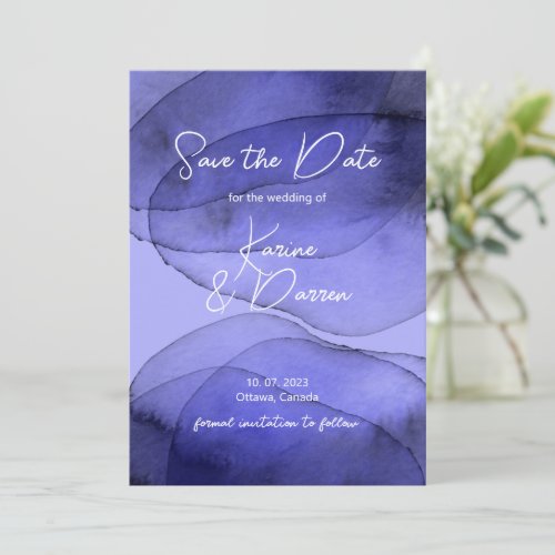 Modern Blue violet lavender Save the Date