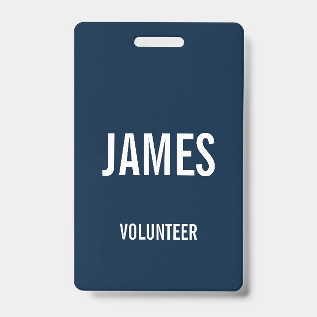 Modern Blue Volunteer Name Event Information Badge (Front)