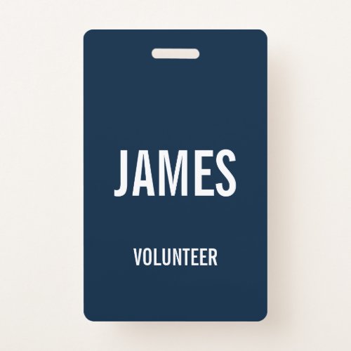 Modern Blue Volunteer Name Event Information Badge