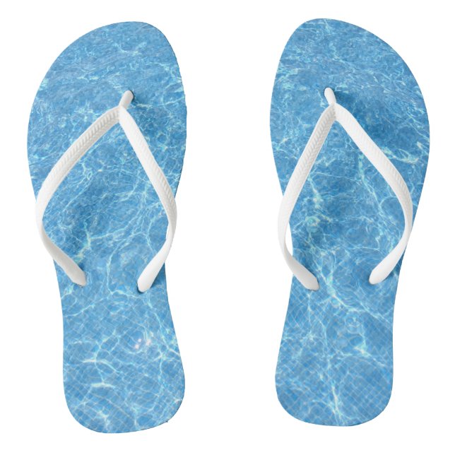 Modern Blue Water Aqua Swimmingpool Template Adult Flip Flops (Footbed)