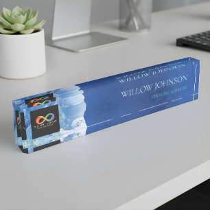 Modern Blue Water Audit Firm Custom Logo Desk  Name Plate