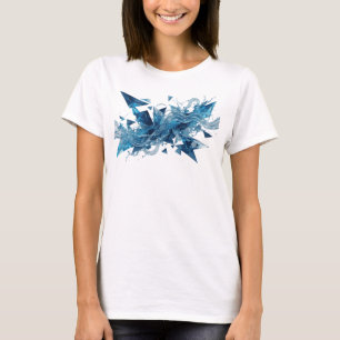 Modern Blue WATER FLOW Artistic Motif T-Shirt