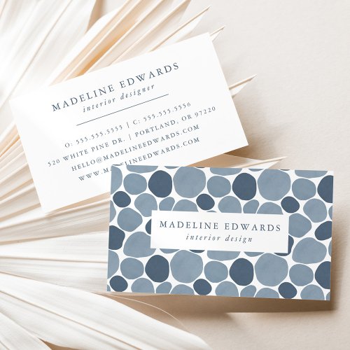 Modern Blue Watercolor Abstract Circles Business Card