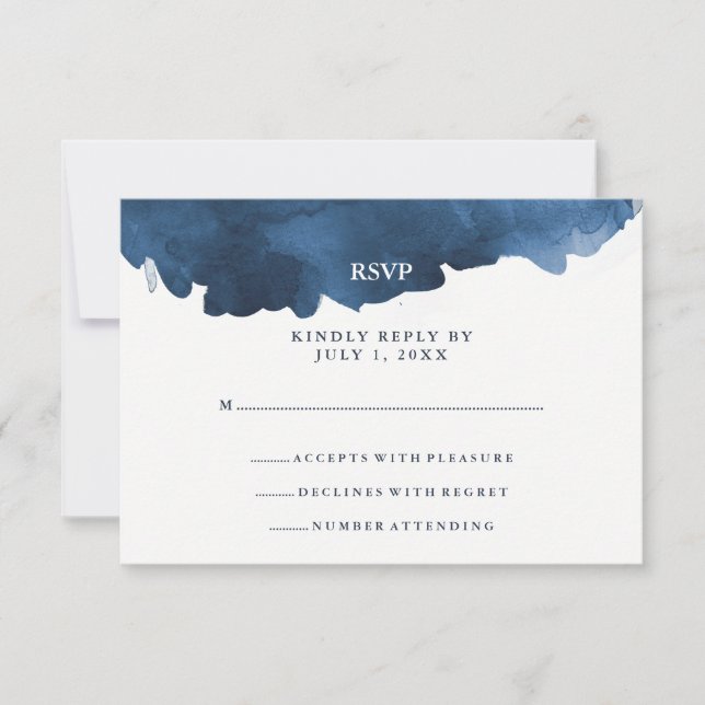 Modern Blue Watercolor | Bat Mitzvah RSVP Card (Front)