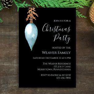 Modern Blue Watercolor Christmas Party invitation