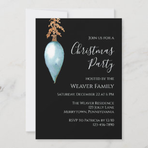 Modern Blue Watercolor Christmas Party invitation