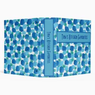 Modern Blue Watercolor Custom Recipe Binder
