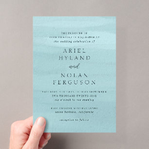 Modern Blue Watercolor Elegant Wedding Acrylic Invitations