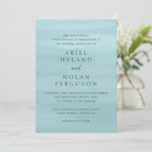 Modern Blue Watercolor Elegant Wedding Invitation