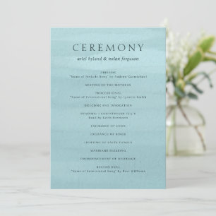 Modern Blue Watercolor Elegant Wedding Program