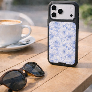 Modern Blue Watercolor Floral Pattern iPhone 17 Pro Max Case