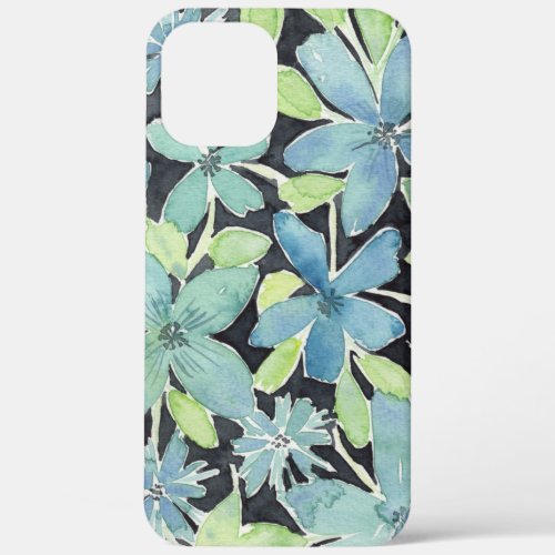 Modern Blue Watercolor Flowers   iPhone 12 Pro Max Case