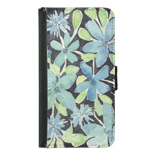 Modern Blue Watercolor Flowers    OtterBox Samsung Samsung Galaxy S5 Wallet Case