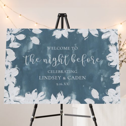 Modern Blue Watercolor Night Before Wedding Foam Board