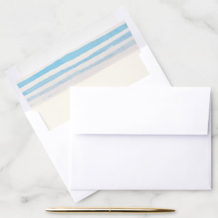 Modern Blue Watercolor Stripes Wedding Envelope Liner