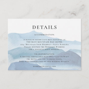 Modern Blue Watercolor Wedding Details Enclosure Card