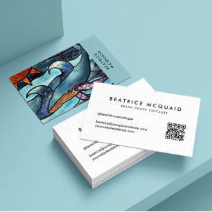 Modern Blue Watercolor Whale Business Card