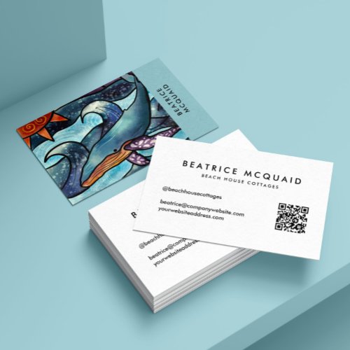 Modern Blue Watercolor Whale Business Card