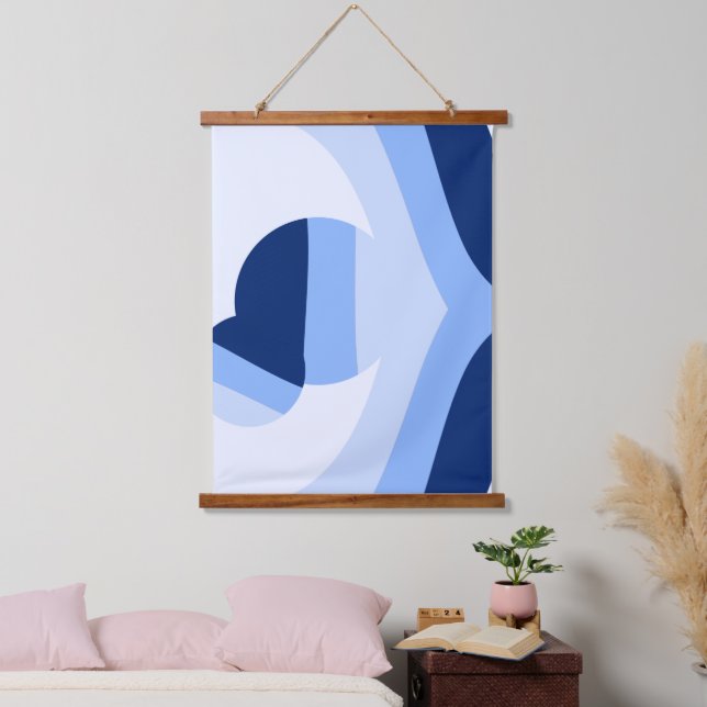 Modern Blue Wave Ball Abstract Art Hanging Tapestry (Bedroom)