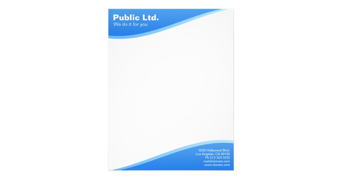 Modern Blue Wave Letterhead | Zazzle.com