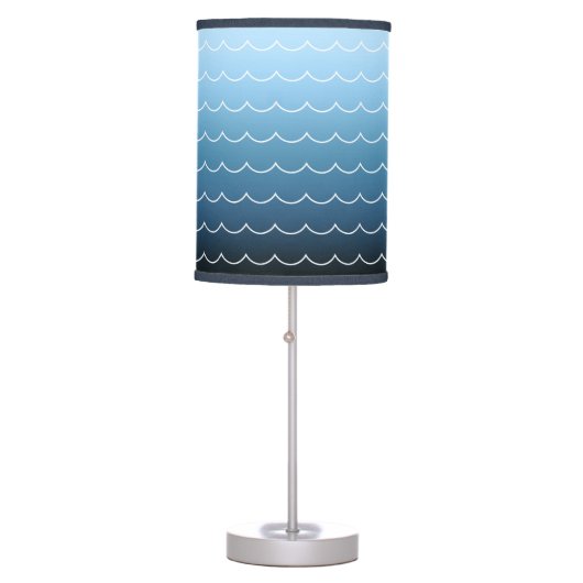 Modern Blue Wave Pattern Gradient Table Lamp (Front)