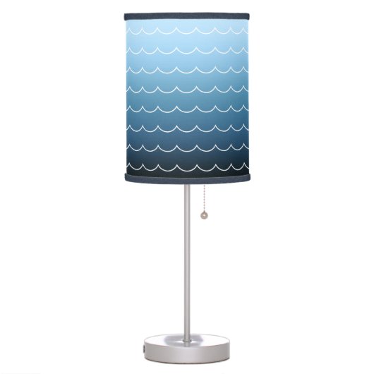 Modern Blue Wave Pattern Gradient Table Lamp (Left)