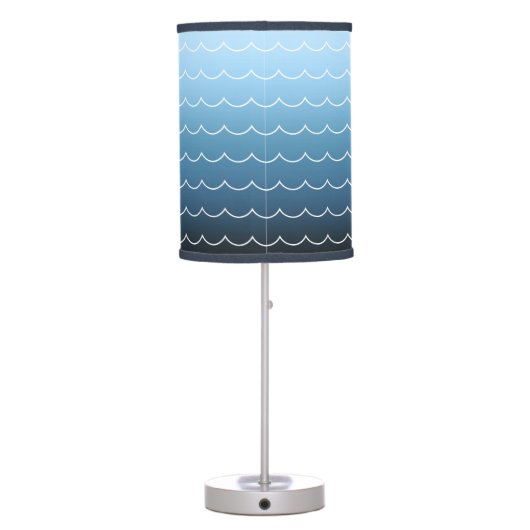 Modern Blue Wave Pattern Gradient Table Lamp (Back)