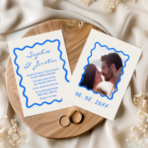 Modern Blue Wavy Frame Photo Wedding