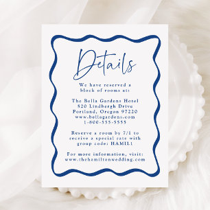 Modern Blue Wavy Frame Wedding Details Enclosure Card
