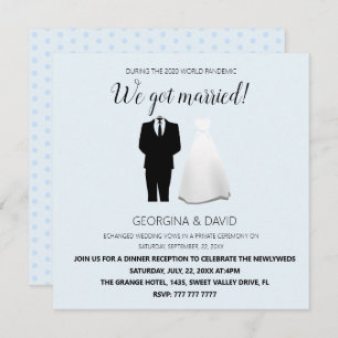 Modern Blue We Got Married! Wedding Announcement