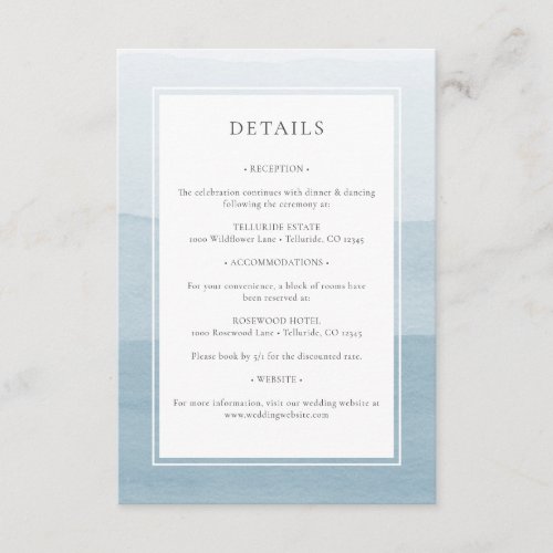 Modern Blue Wedding Enclosure Card