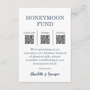 Modern Blue Wedding Honeymoon Fund Enclosure Card