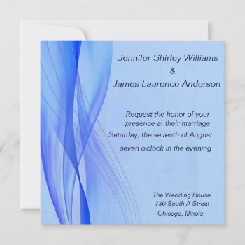 Modern Blue Wedding Invitation by Lilleaf at Zazzle