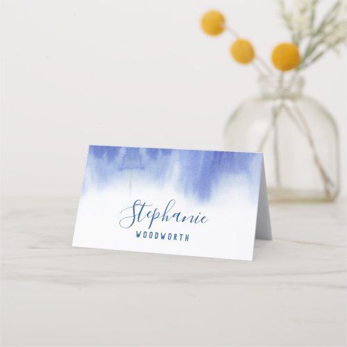Modern Blue wedding place card beach escort card
