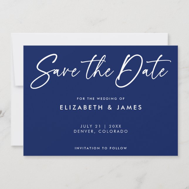 Modern Blue Wedding Save The Date Invitation (Front)