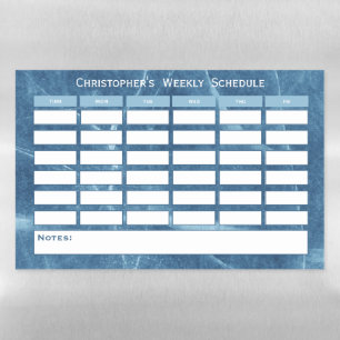 Modern Blue Weekly Schedule School Timetable Magnetic Dry Erase Sheet