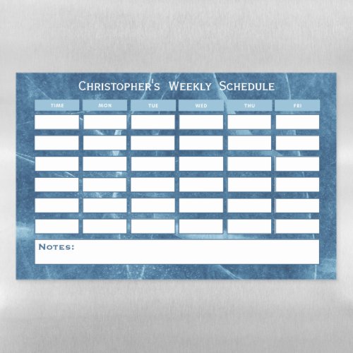 Modern Blue Weekly Schedule School Timetable Magnetic Dry Erase Sheet