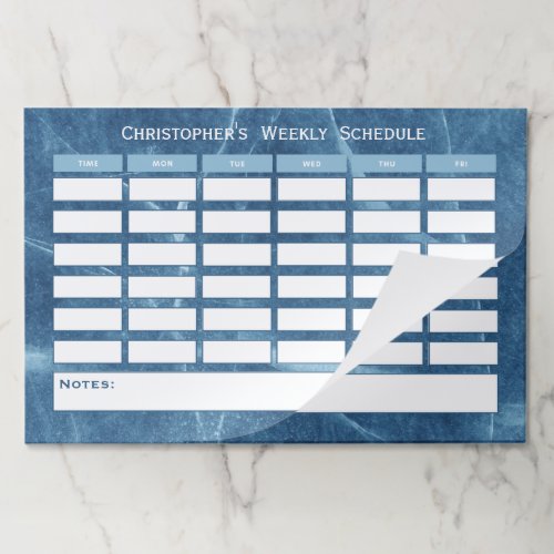 Modern Blue Weekly Schedule School Timetable Paper Pad