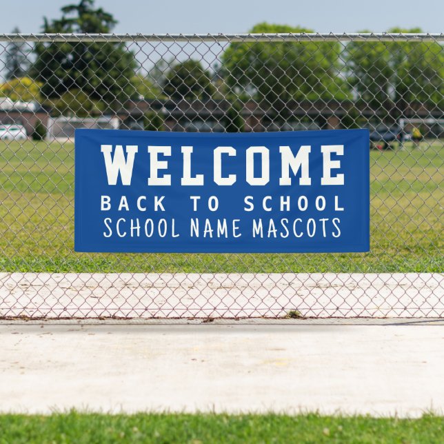 Modern Blue Welcome Back to School Mascots Banner (Insitu)