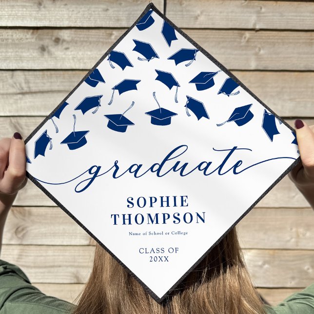 Modern Blue White 2026 Graduation Cap Topper (Creator Uploaded)