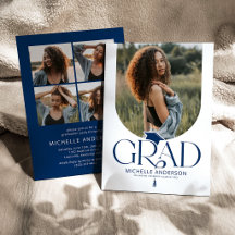 Modern Blue & White Arch Photo Graduation