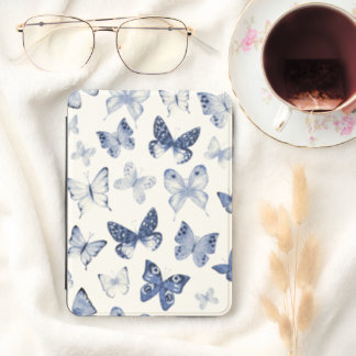 Modern Blue & White Butterfly Kindle Cover